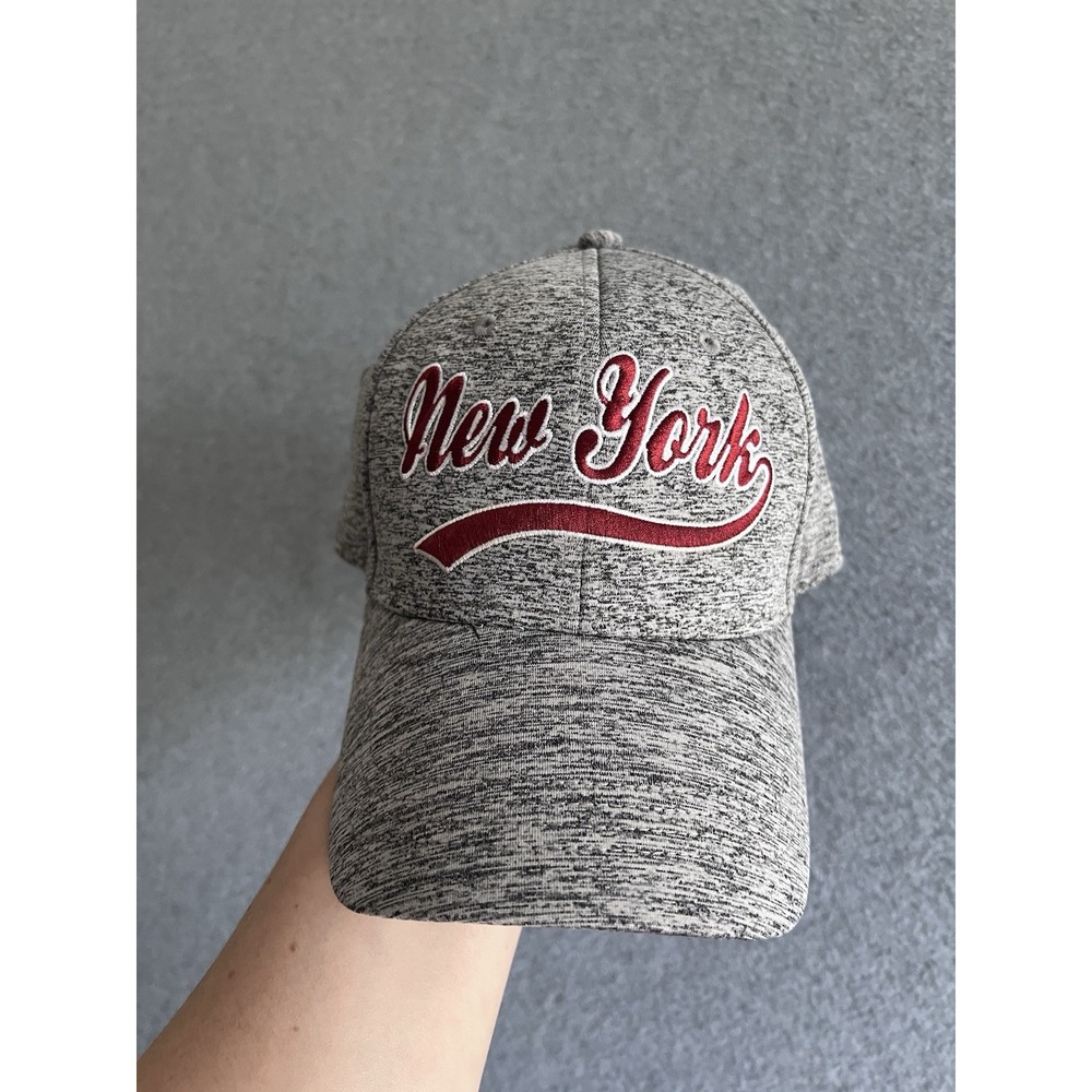 New York Fitted Hat Gray Embroidered‎ E-Flex Essencial Caps Adjustable Red Logo